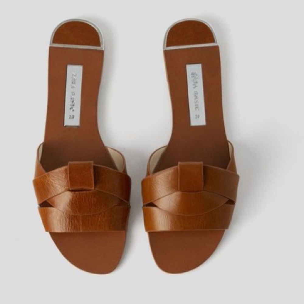 Zara leather crossover sandals